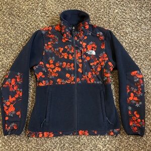 The North Face Womens Polartec Fleece Jacket Full Zip Blue Floral - SMALL
